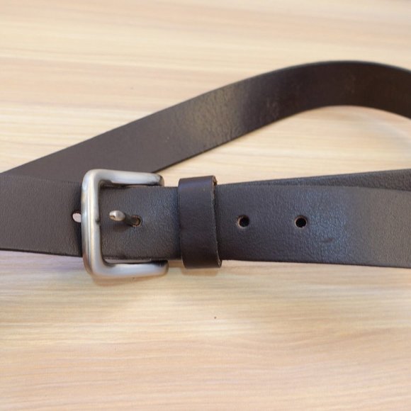 Classic Belt Adult Size‎ 32 Brown Leather Basic Jeans Dress Dark Genuine BASS - Picture 2 of 10